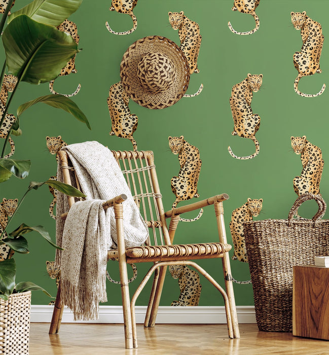 Daisy Bennett Leopard King Green Wallpaper Sample DB20204