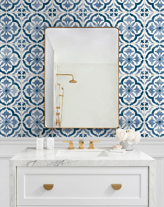 Daisy Bennett Sorento Tile Navy Wallpaper Sample DB20502