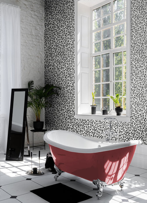 Daisy Bennett Classic Leopard Black And White Wallpaper Sample DB20600