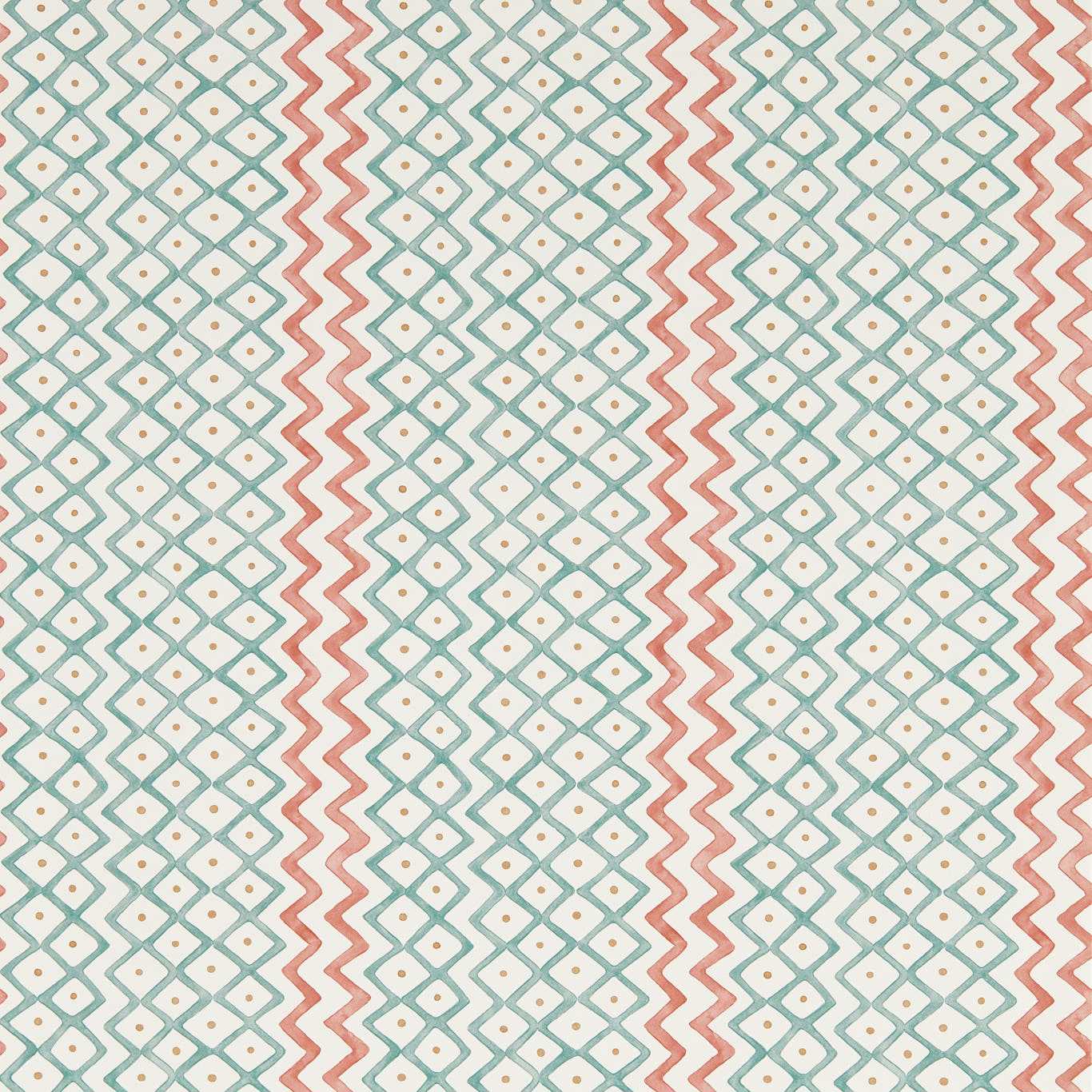 Sanderson Khes Udaipur Blue/Aleppo Pepper Wallpaper Sample DBOW217452