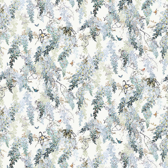 Sanderson Wisteria Falls Wp Aqua Wallpaper Sample DBOW217468