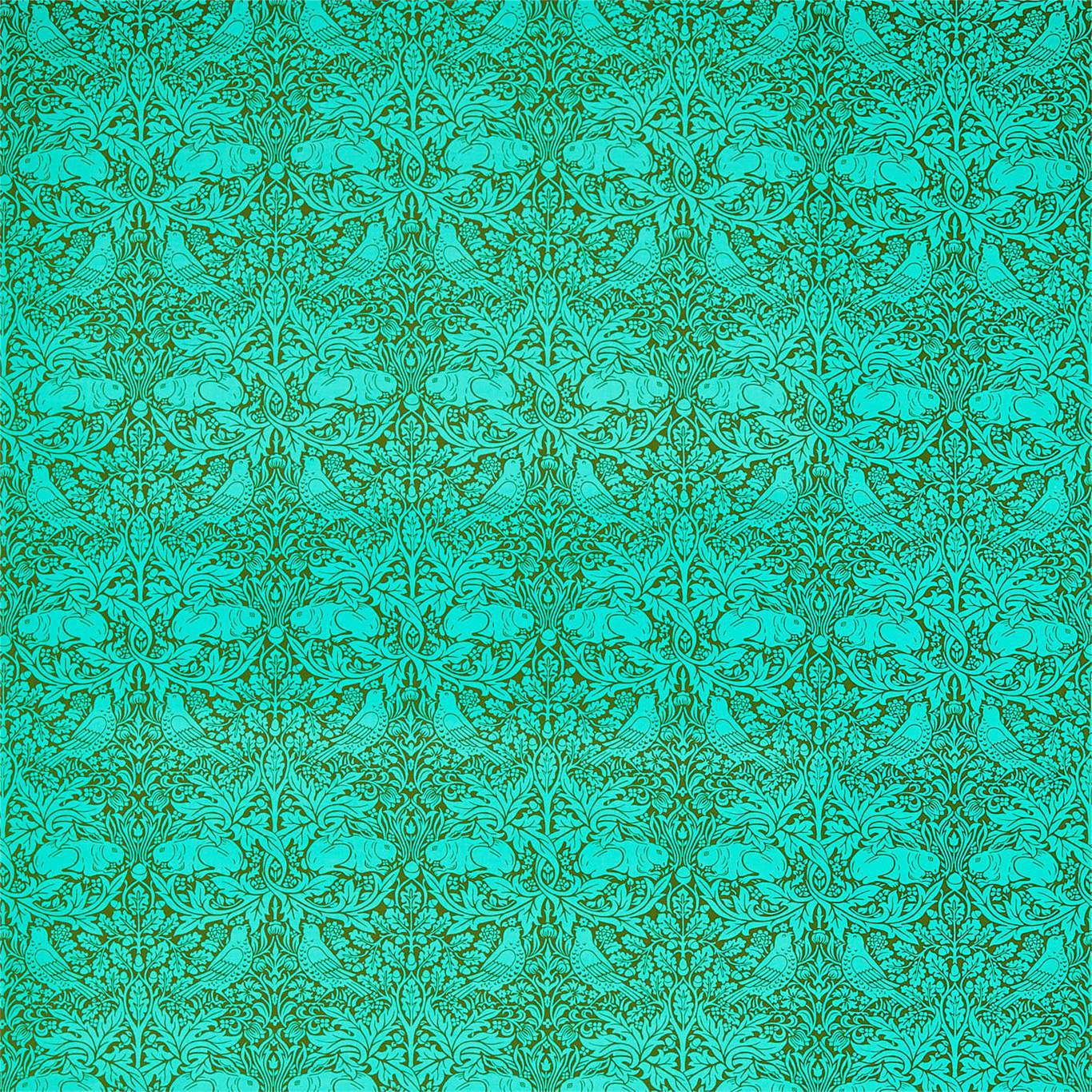 Morris & Co Brer Rabbit Olive/Turquoise Fabric Sample DBPF226848