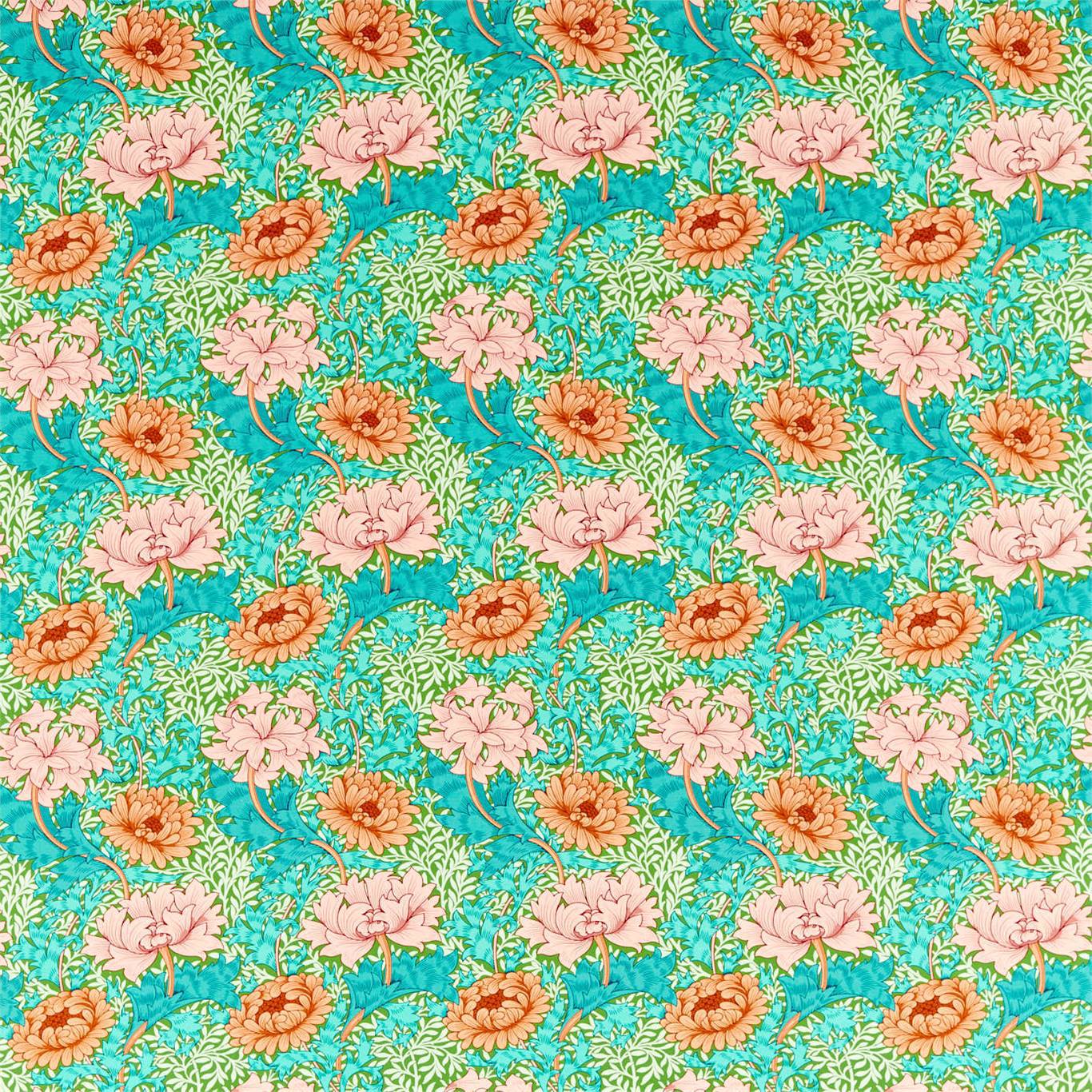 Morris & Co Chrysanthemum Summer Fabric Sample DBPF226855