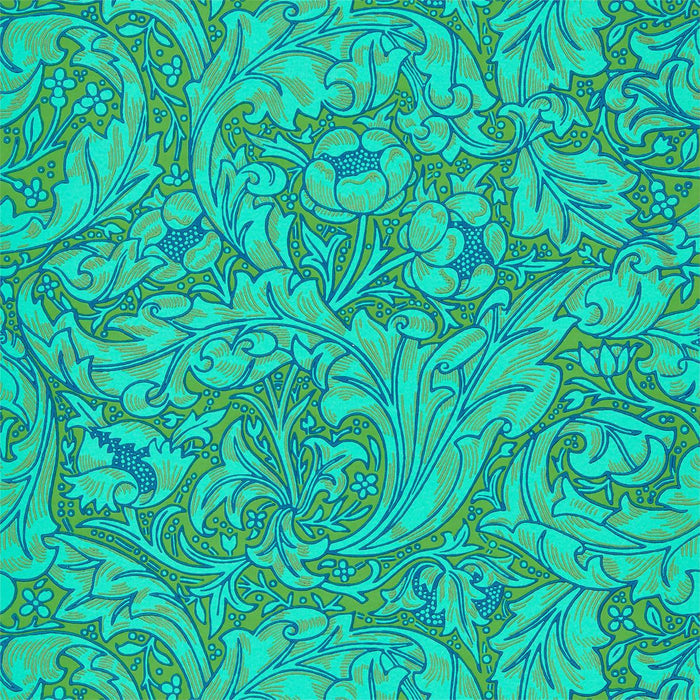Morris & Co Bachelors Button Olive/Turquoise Wallpaper Sample DBPW216959
