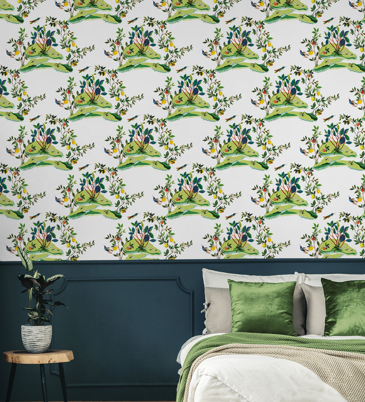Daisy Bennett Citrus Hummingbird White Wallpaper DBW9001