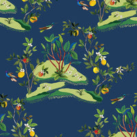 Daisy Bennett Citrus Hummingbird Navy Blue Wallpaper DBW9002