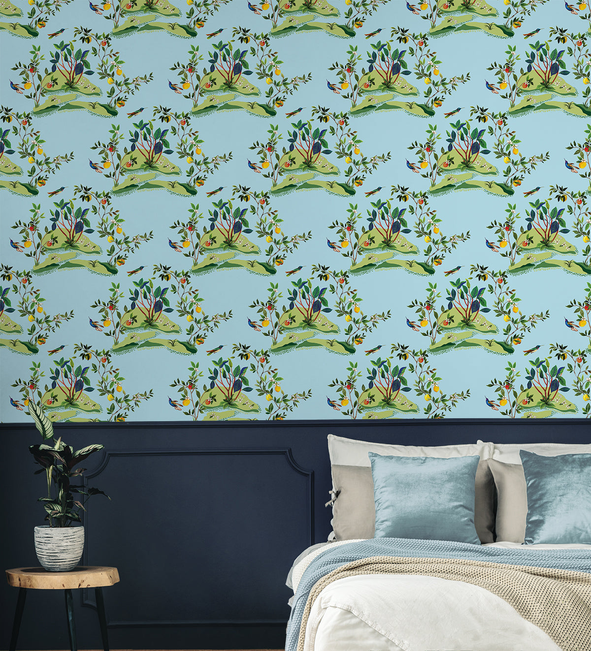 Daisy Bennett Citrus Hummingbird Sky Blue Wallpaper DBW9003