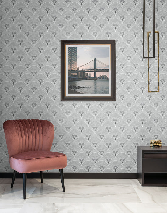 Seabrook Designs Chrysler Arches Argos Grey Wallpaper Sample DC60305