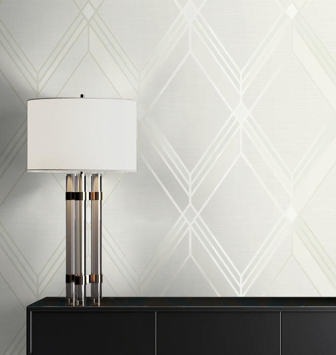Seabrook Designs Brooklyn Diamond Metallic Pearl Wallpaper Sample DC60500