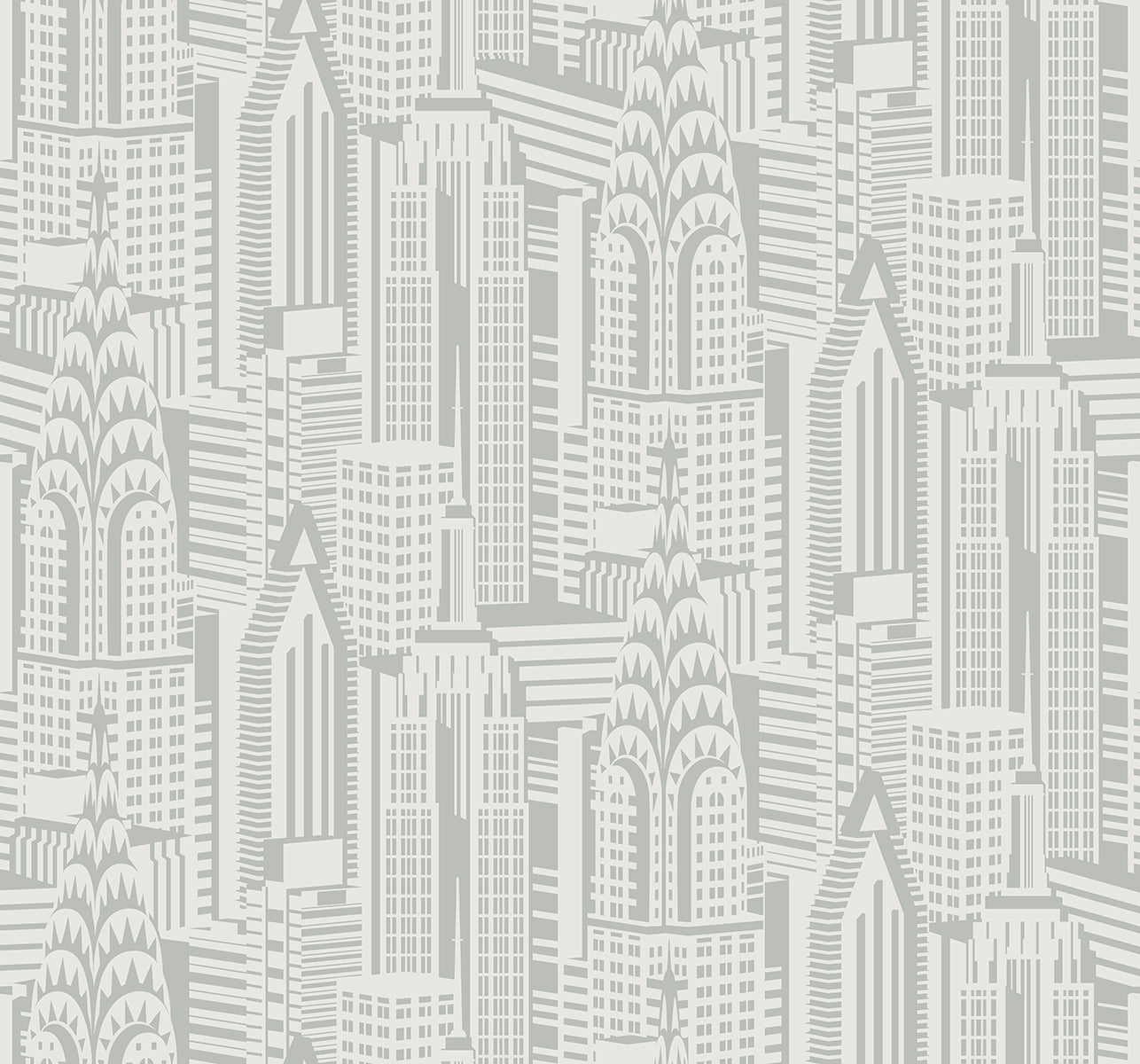Seabrook Designs Manhattan Skyline Silver Sky Wallpaper DC61507