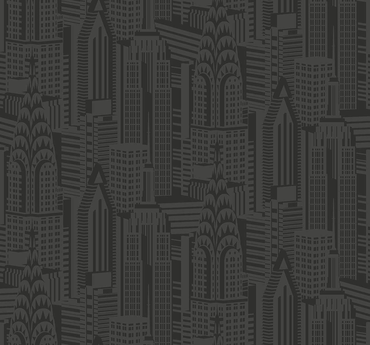 Seabrook Designs Manhattan Skyline Midnight Wallpaper DC61510