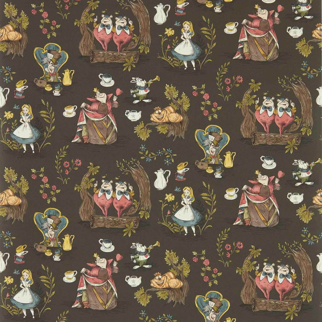 ミルクページ Sanderson Alice in Wonderland Chocolate DDIW217288 Wallpaper | 40