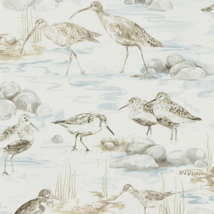 Sanderson Estuary Birds Blue/Grey Wallpaper Sample DEBB216492