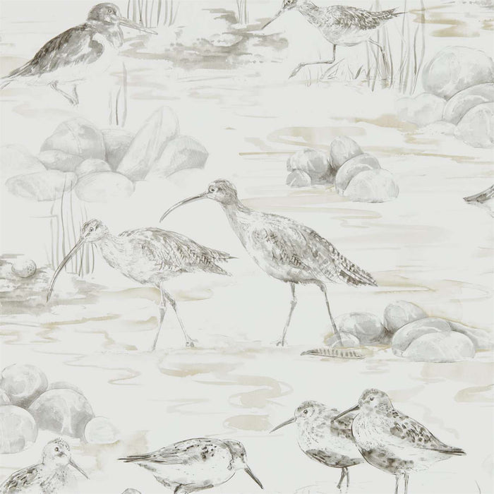 Sanderson Estuary Birds Chalk/Sepia Wallpaper Sample DEBB216493