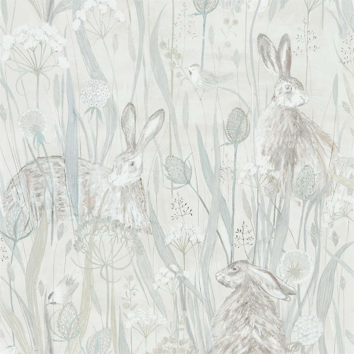 Sanderson Dune Hares Mist/Pebble Wallpaper Sample DEBB216518