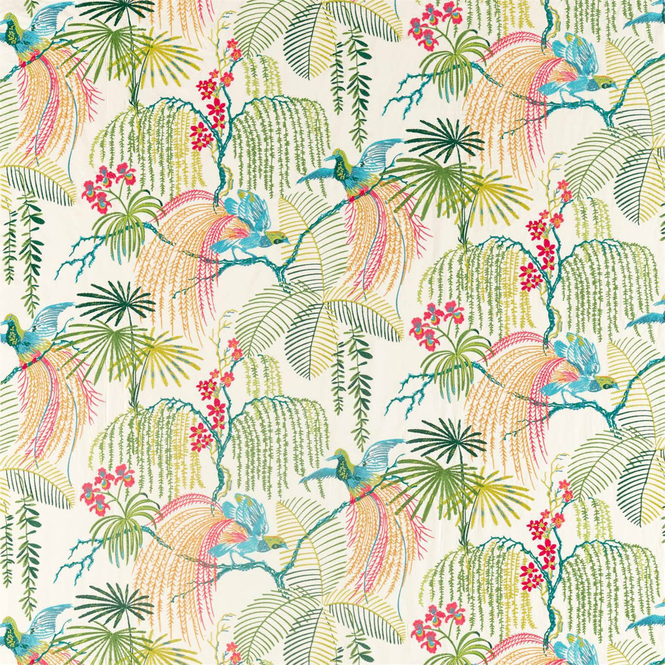 Sanderson Rain Forest Embroidery Tropical Fabric Sample DGLA236777
