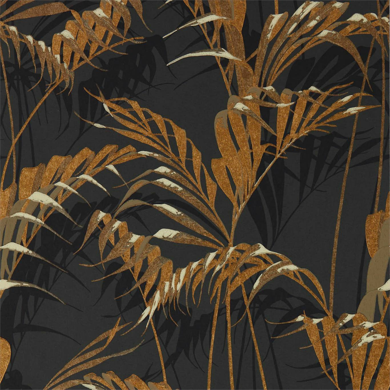 Sanderson Palm House Charcoal/Gold Wallpaper Sample DGLW216641