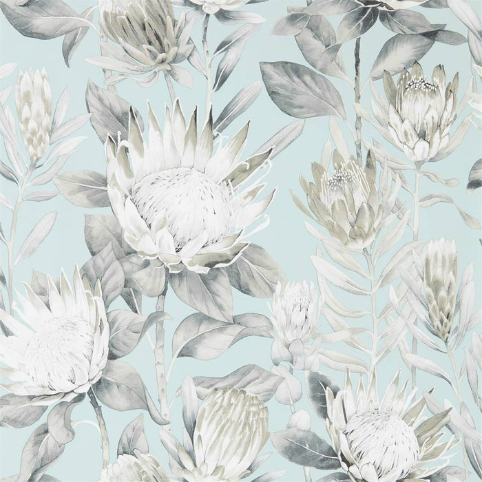 Sanderson King Protea Aqua/Linen Wallpaper Sample DGLW216645