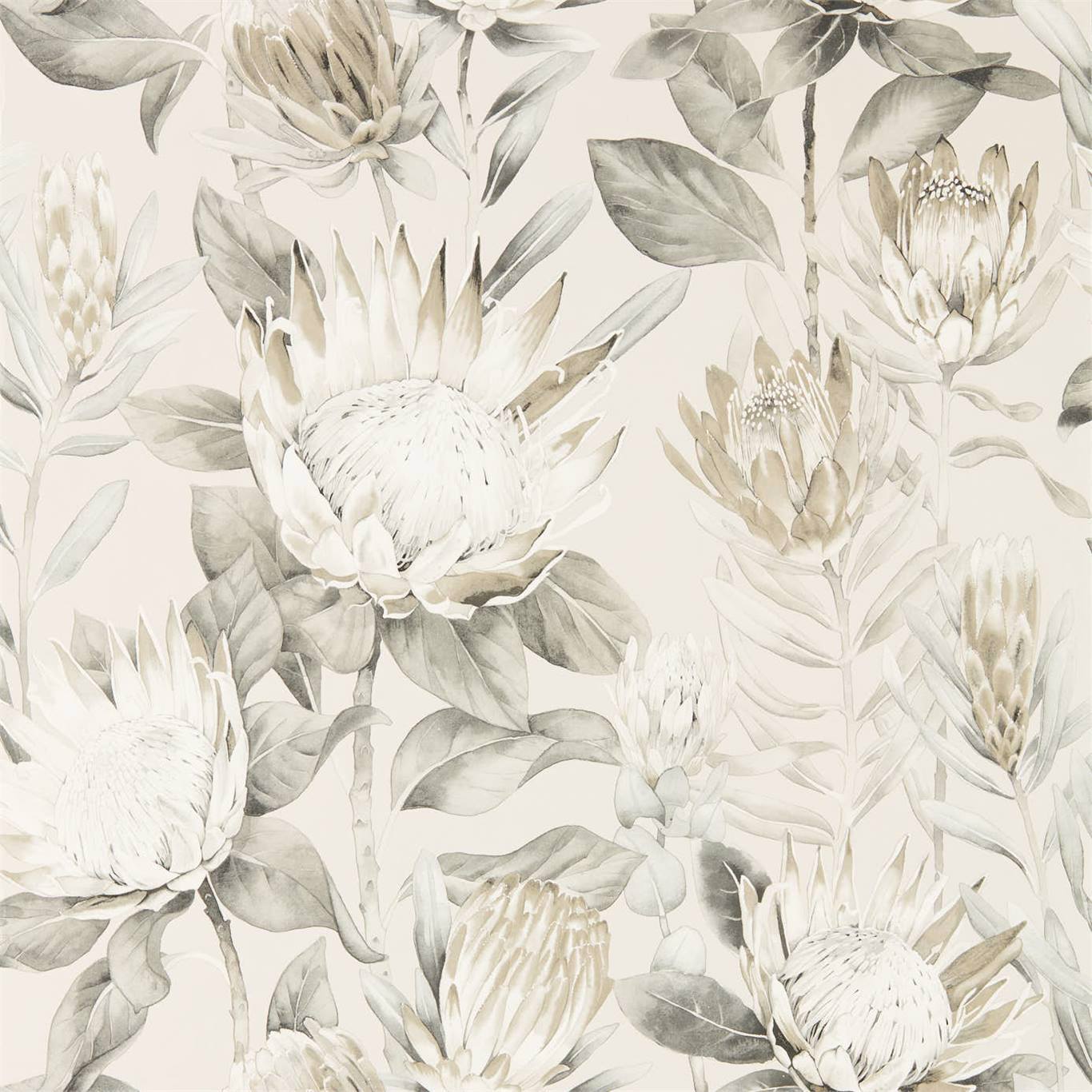Sanderson King Protea Linen/Mica Wallpaper Sample DGLW216647