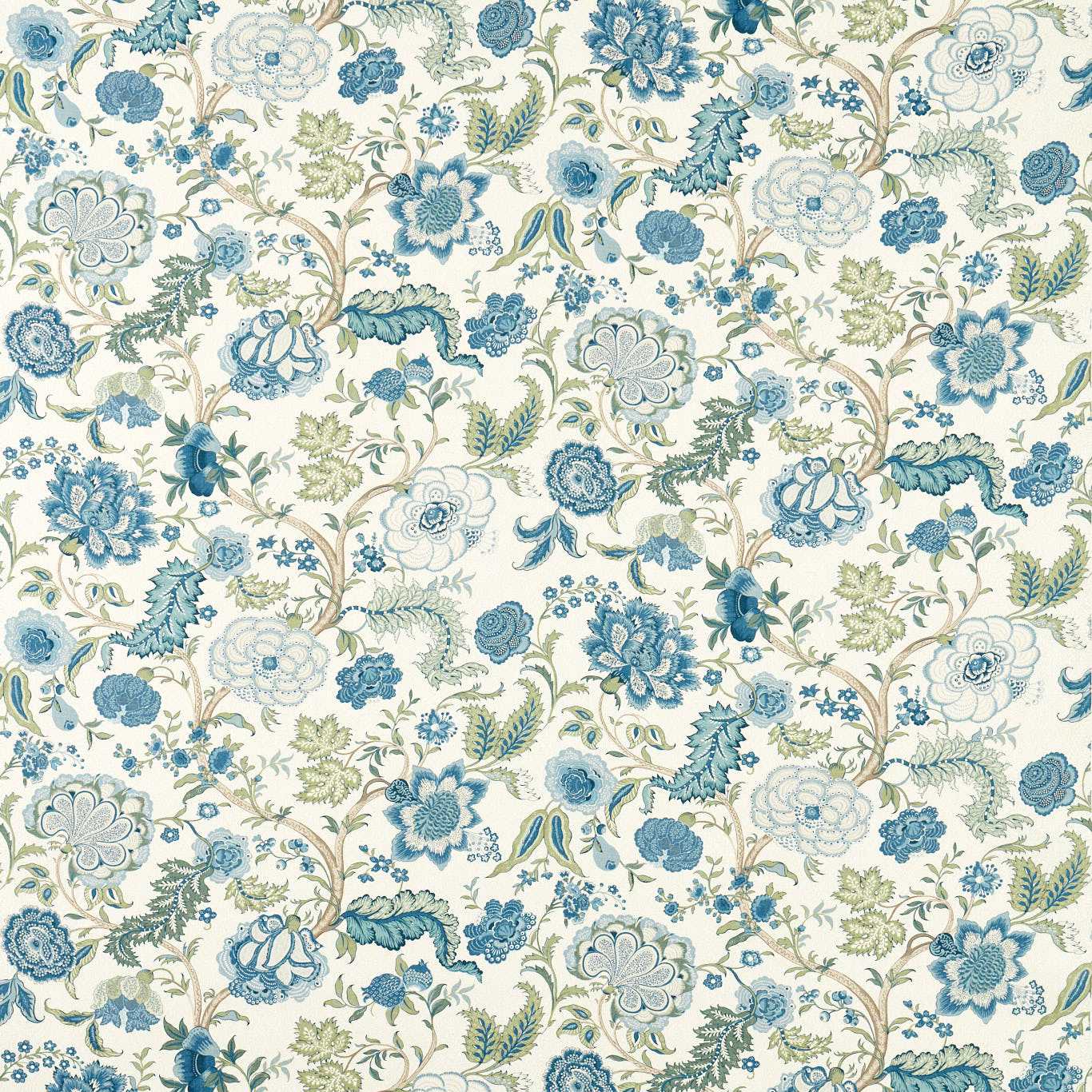 Sanderson Salisbury Jacobean Tetbury Blue Fabric Sample DHIF227320