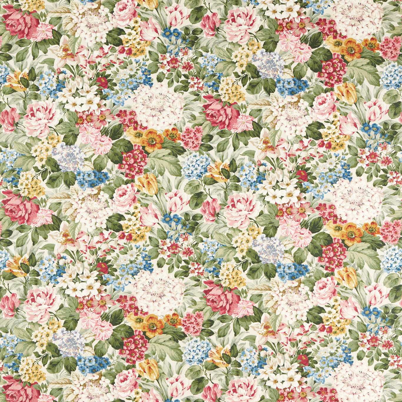 Sanderson Hydrangea & Rose Chintz Fabric Sample DHIF227329