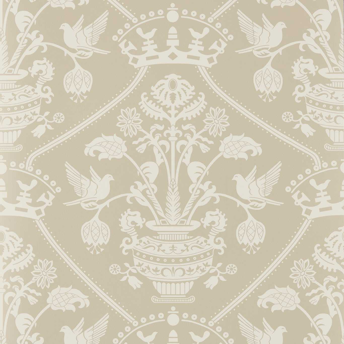 Sanderson Highgrove Damask Gritstone Wallpaper Sample DHIP217503