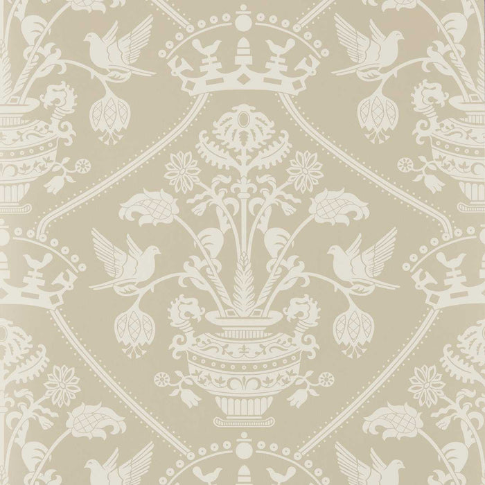 Sanderson Highgrove Damask Gritstone Wallpaper Sample DHIP217503