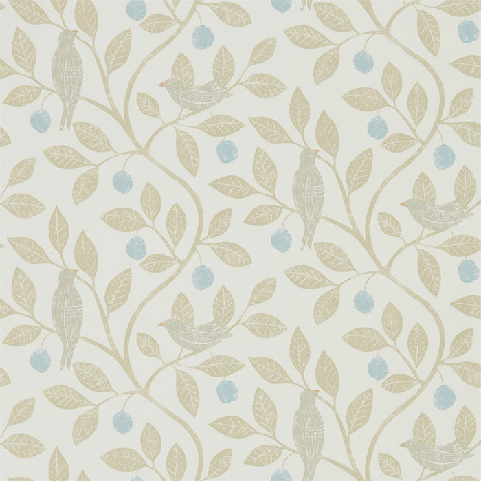 Sanderson Damson Tree Denim/Barley Wallpaper Sample DHPO216364