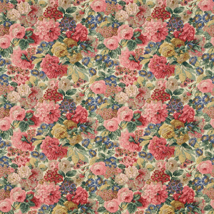 Sanderson Rose & Peony Red/Green/Gold Fabric Sample DKH11R203
