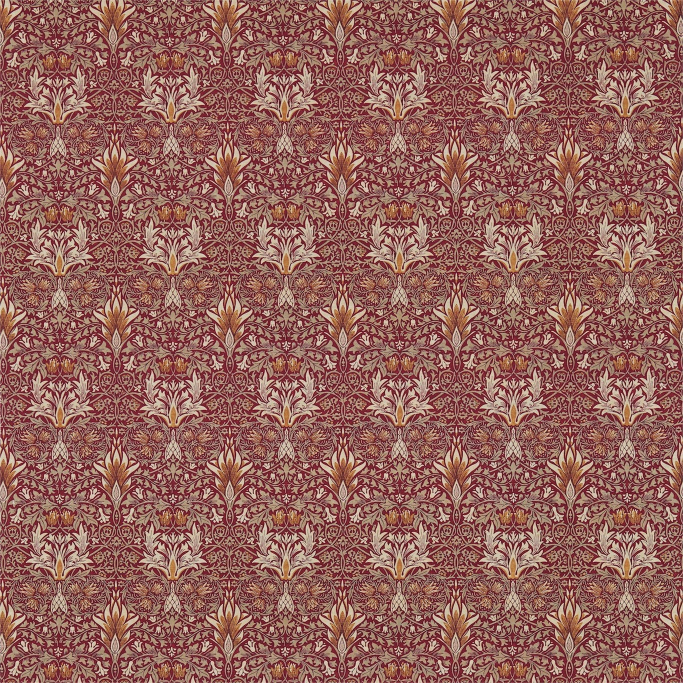 Morris & Co Snakeshead Claret/Gold Fabric Sample DM3P224467