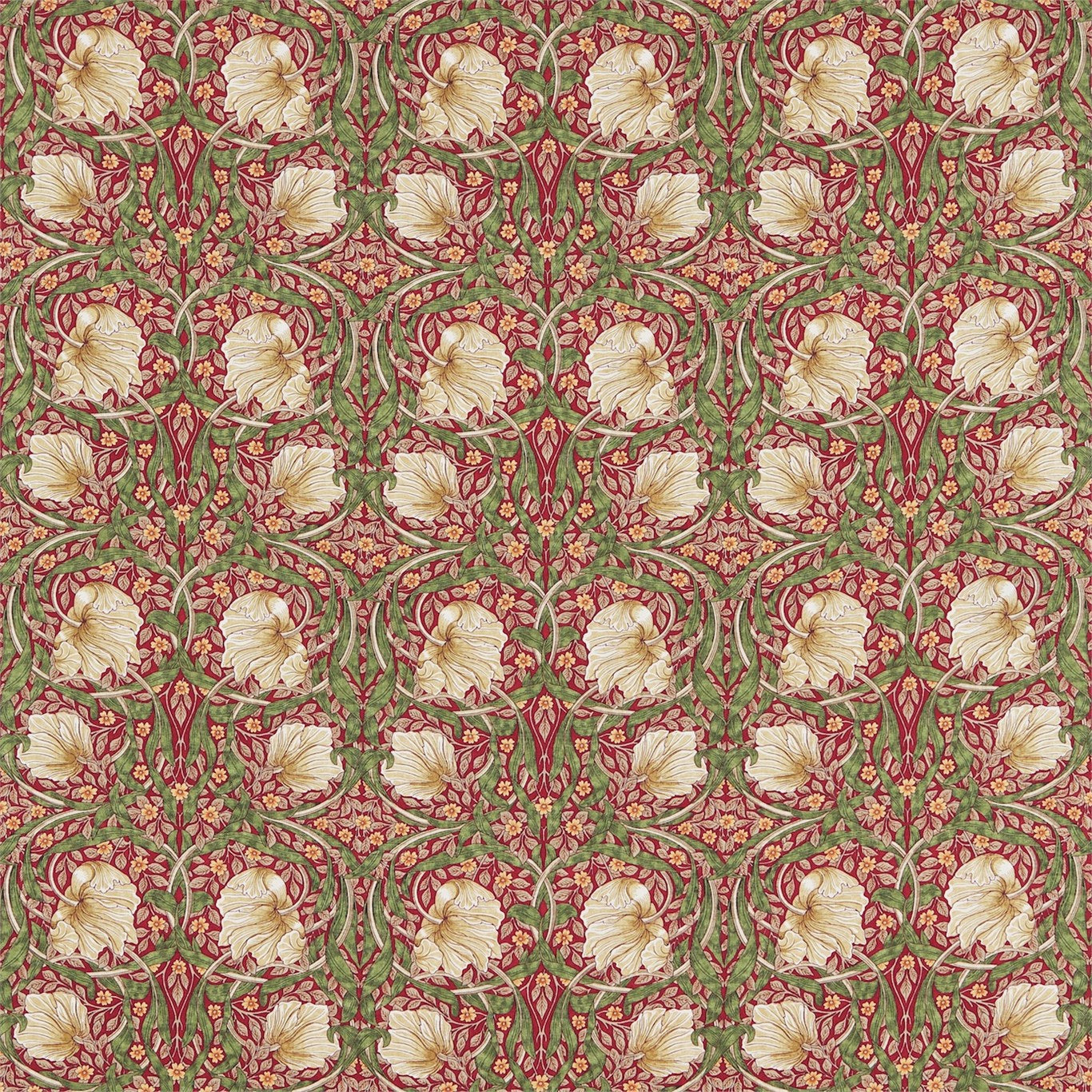 Morris & Co Pimpernel Red/Thyme 224493 Fabric Sample DM3P224493