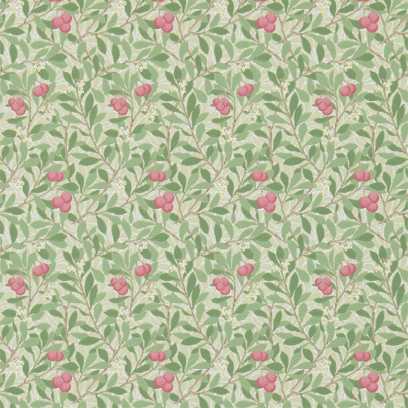 Morris & Co Arbutus Olive/Pink Wallpaper Sample DM3W214720