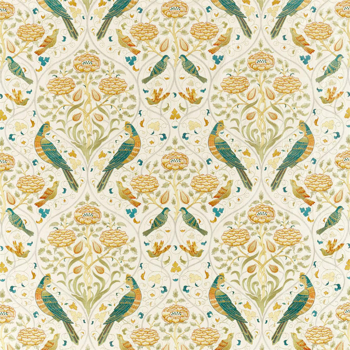 Morris & Co Seasons By May Embroidery Sea Glass/ Brick Fabric Sample DM5F236826