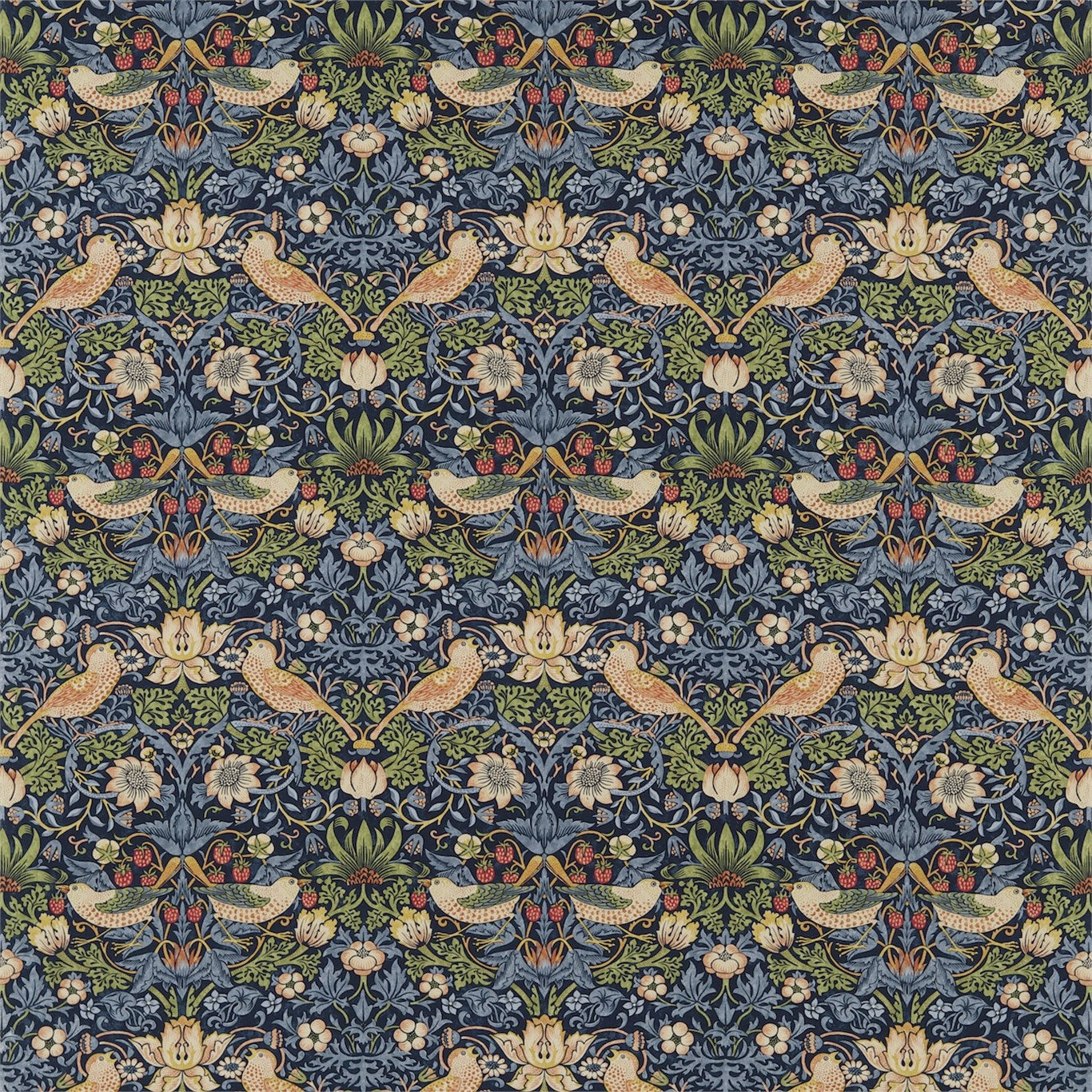 Morris & Co Strawberry Thief Indigo/Mineral 220313 Fabric Sample DM6F220313