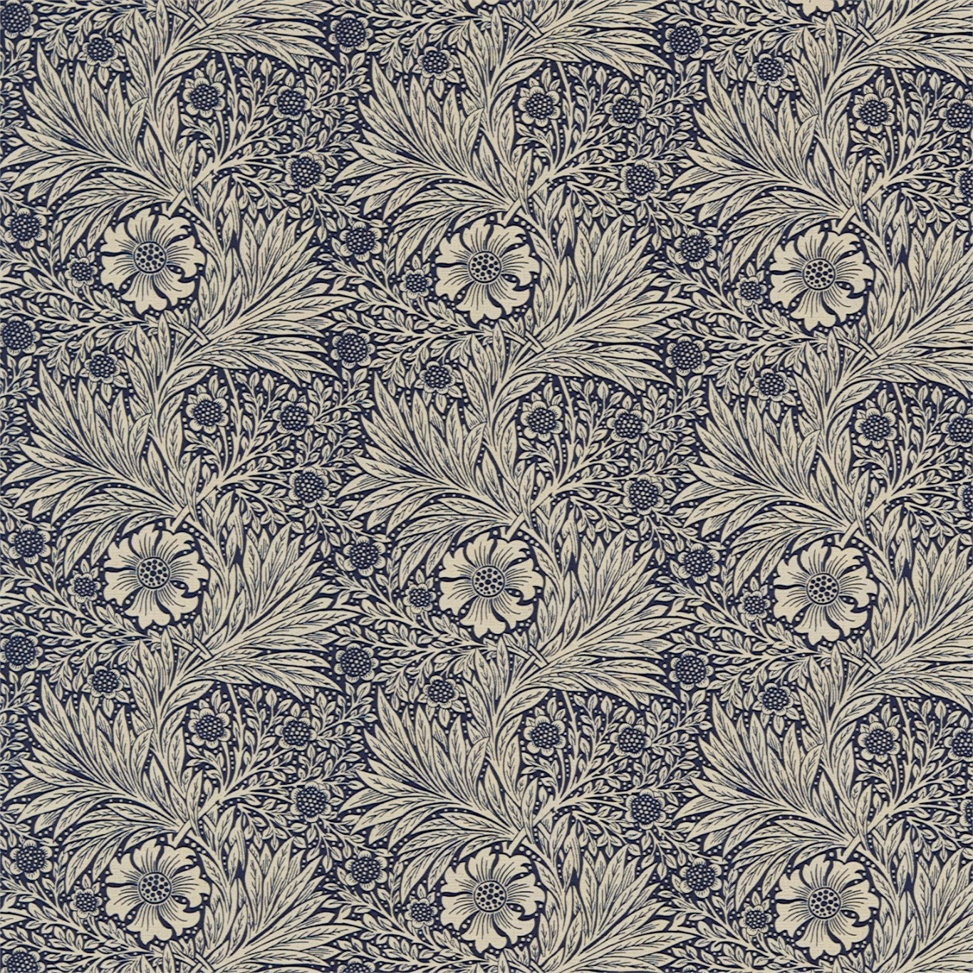 Morris & Co Marigold Indigo/Linen Fabric Sample DM6F220320