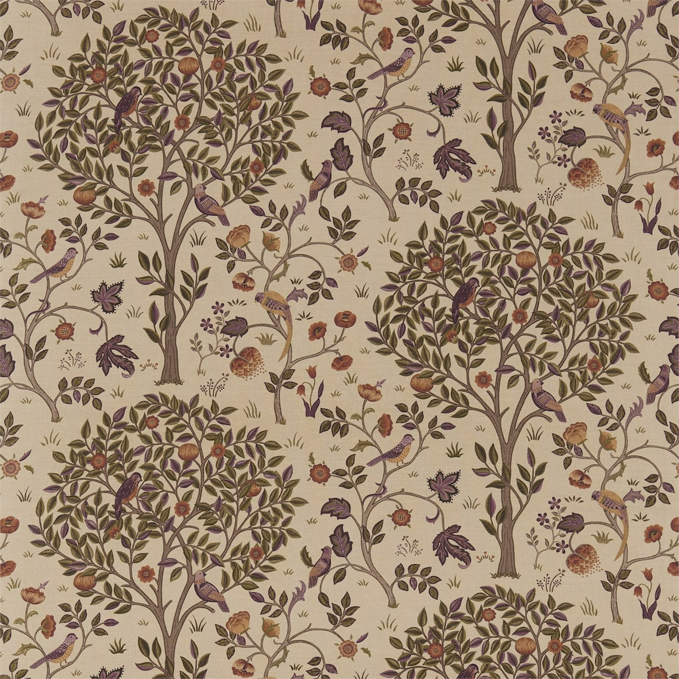 Morris & Co Kelmscott Tree Mulberry/Russet Fabric Sample DM6F220326