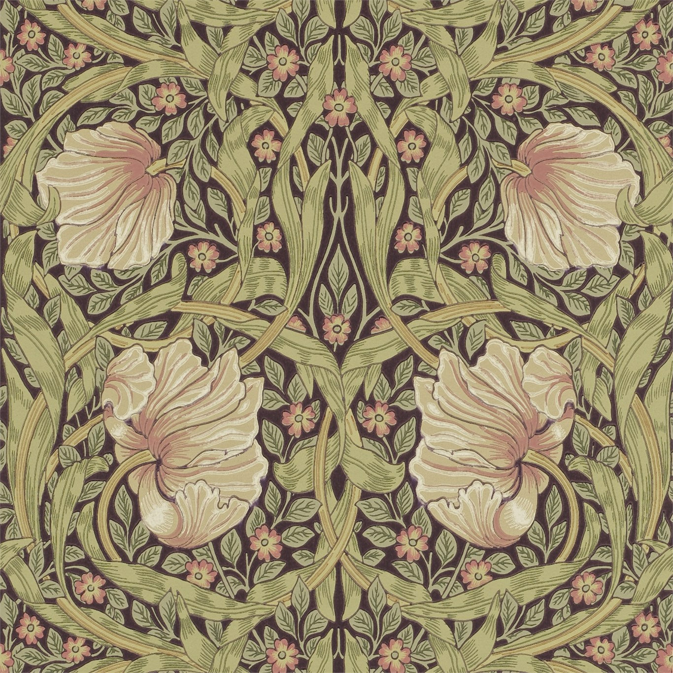 Morris & Co Pimpernel Bullrush/Russet 210387 Wallpaper Sample DM6P210387