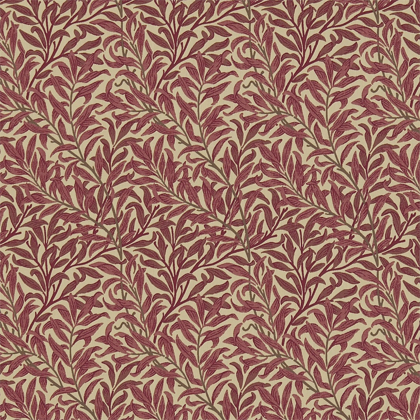 Morris & Co Willow Bough Crimson/Manilla 230288 Fabric Sample DM6W230288
