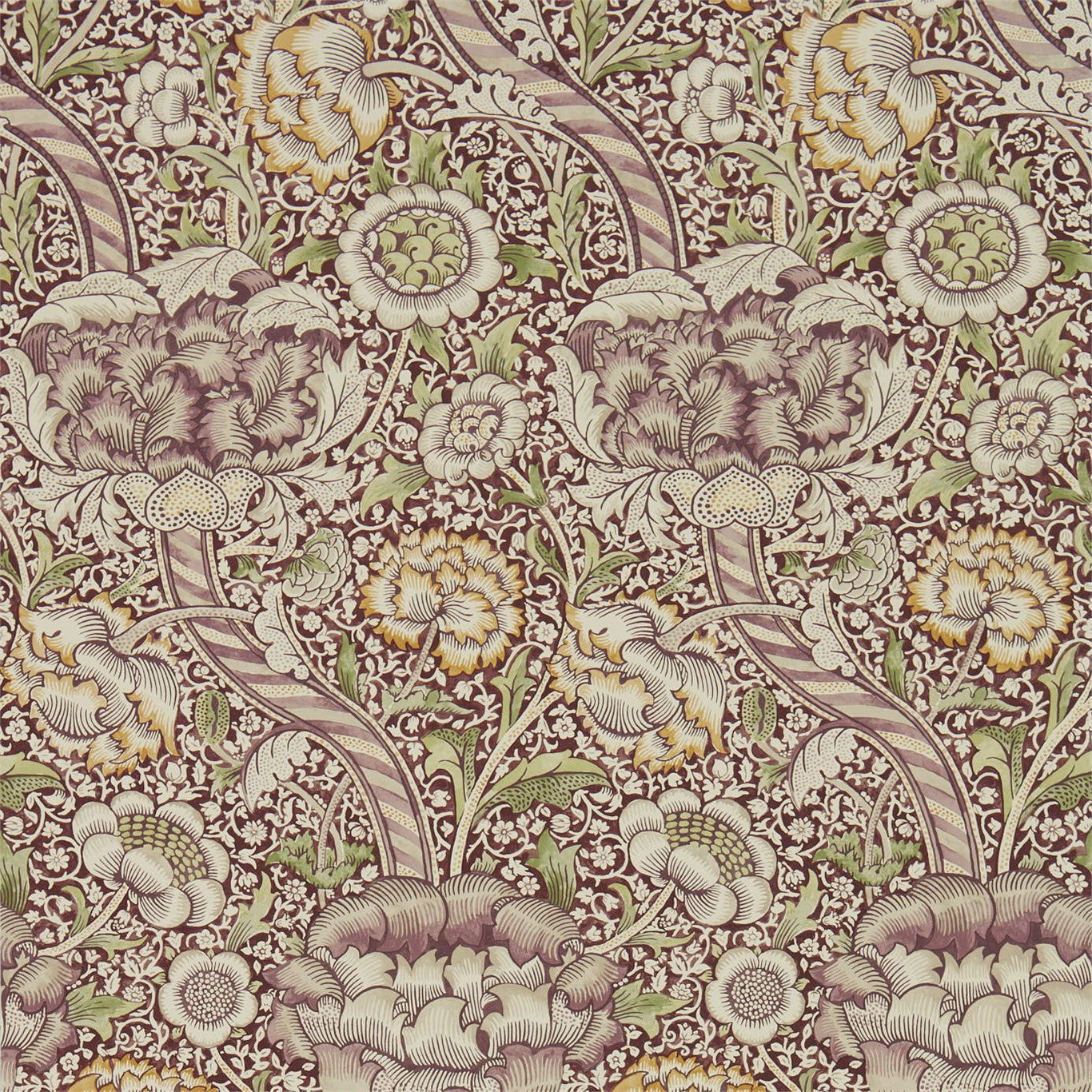 Morris & Co Wandle Wine/Saffron 216424 Wallpaper Sample DMA4216424