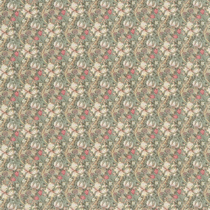 Morris & Co Golden Lily Minor Terracotta/Green/Sage Fabric Sample DMC1G4206