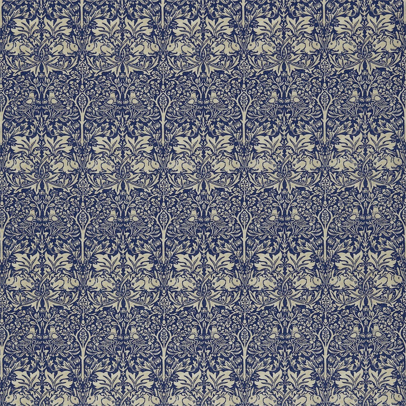 Morris & Co Brer Rabbit Indigo/Vellum Fabric Sample DMORBR205