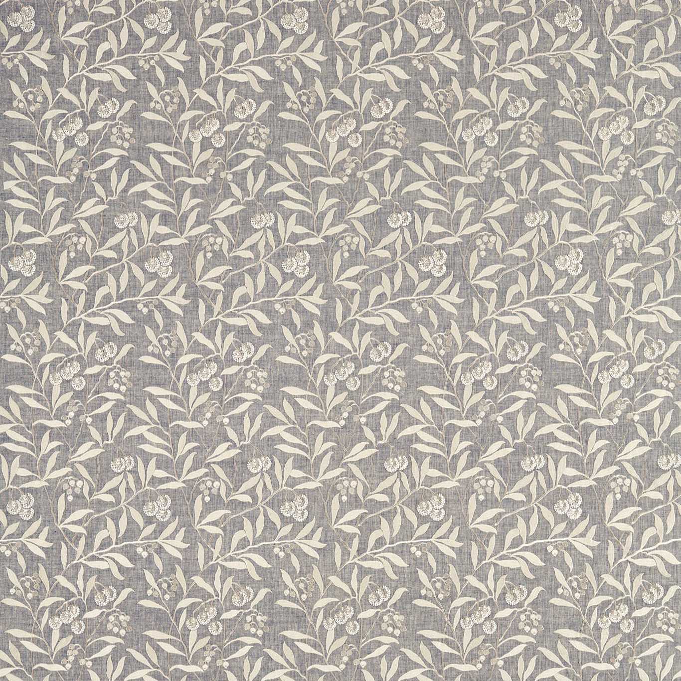 Morris & Co Pure Arbutus Embroidery Inky Grey Fabric Sample DMPN236618