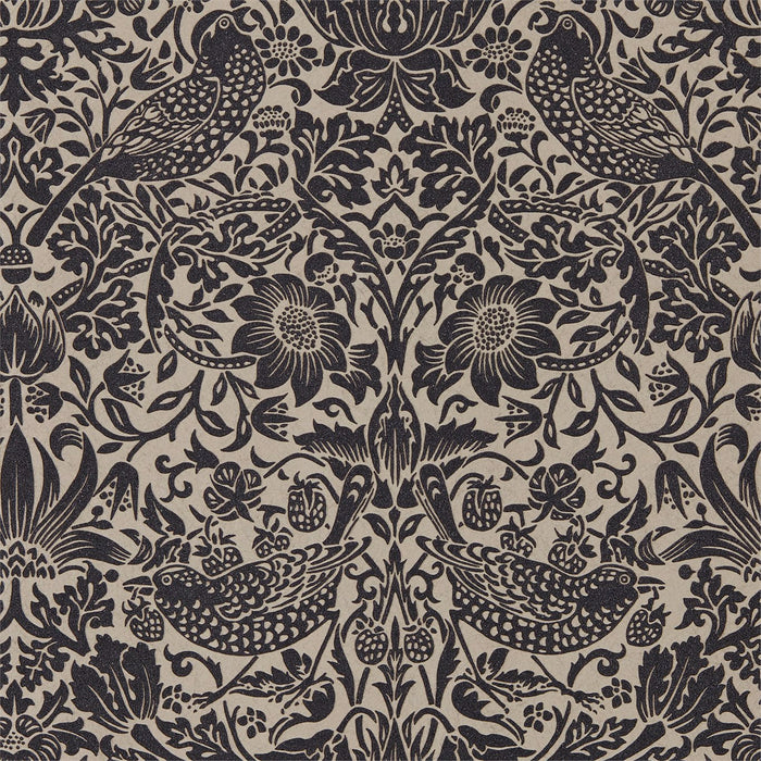 Morris & Co Pure Strawberry Thief Gilver/Graphite 216018 Wallpaper Sample DMPU216018