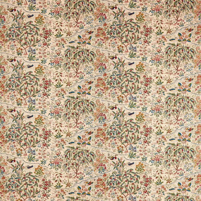 Sanderson Moat Birds Damson/Cobalt 227406 Fabric DNAT227406
