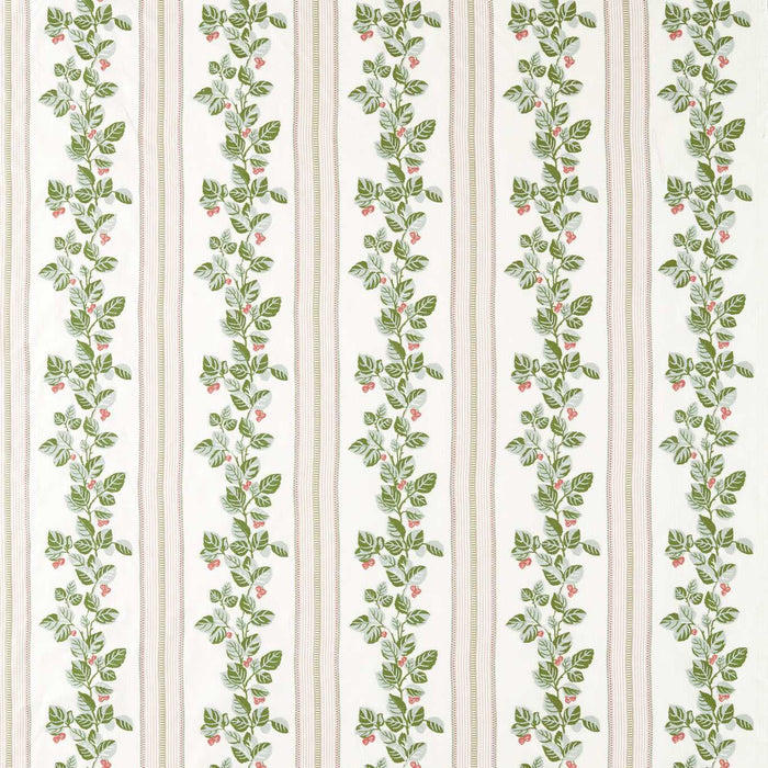 Sanderson Cobnut Stripe Leaf Green/Berry 237785 Fabric DNAT237785