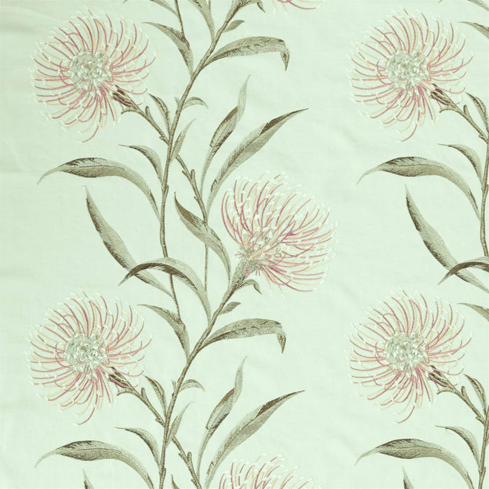 Sanderson Catherinae Embroidery Silver Mint 237189 Fabric Sample DNTF237189