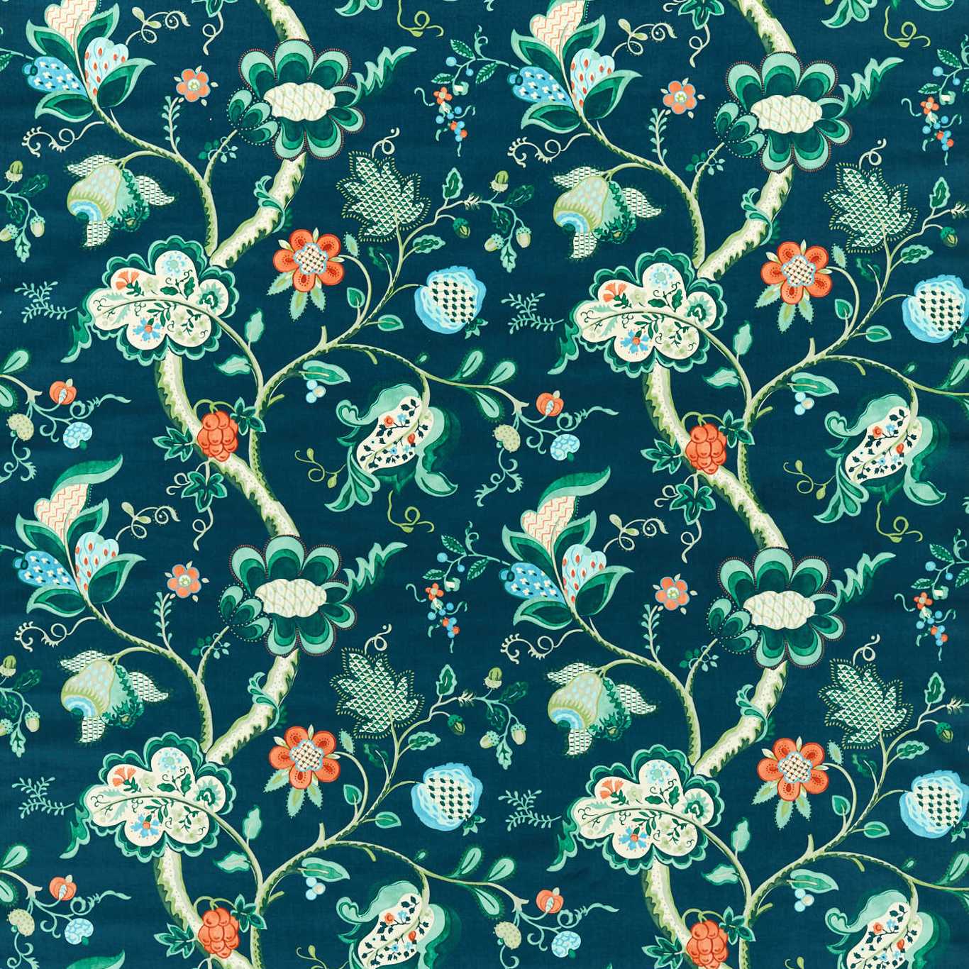 Sanderson Roslyn Eucalyptus/Rowan Berry Fabric Sample DOSF226886