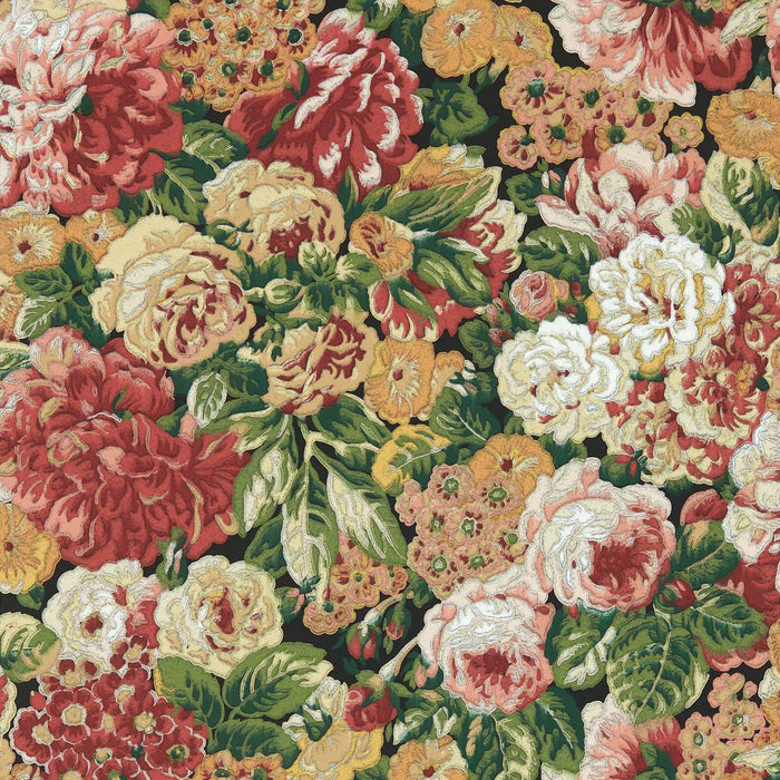 Sanderson Rose and Peony Amanpuri Red/Devon Green Wallpaper Sample DOSW217028