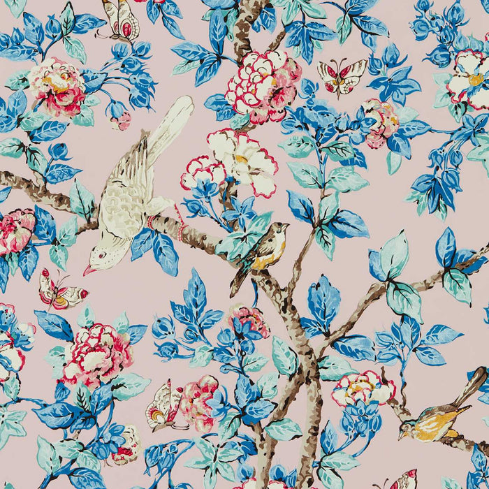 Sanderson Caverley Rose/French Blue Wallpaper Sample DOSW217035