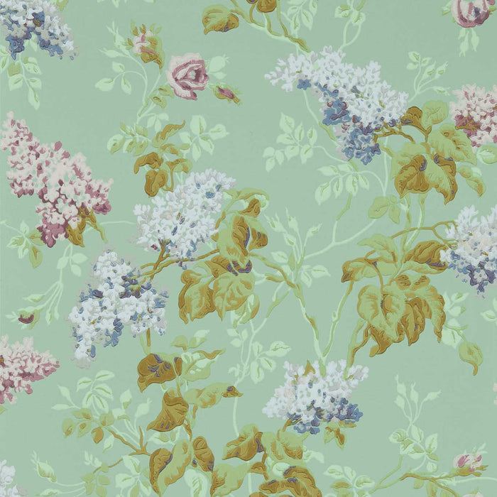 Sanderson Sommerville Mint/Plum Wallpaper Sample DOSW217049